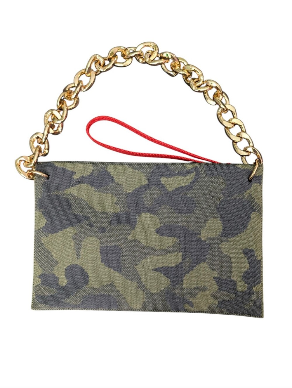 Rothys Camouflage Chain-Handle Wristlet Clutch - Olive/Black